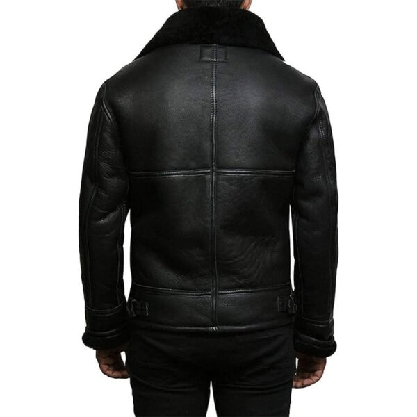 Mens Black Real Shearling Leather Jacket – Bild 2