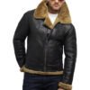 Mens B3 Flying Genuine Shearling Bomber Leather Jacket – Bild 3