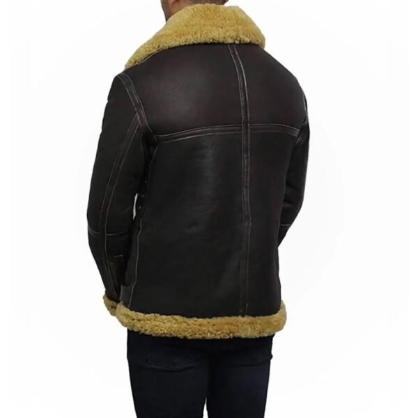 Mens Real Shearling Bomber Black Leather Jacket – Bild 2