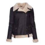 Womens Vanila Shearling Straight Moto Jacket