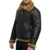 Mens B3 Flying Genuine Shearling Bomber Leather Jacket – Bild 4