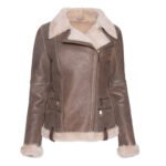 Womens Spanish Brown Shearling Leather Jacket