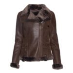 Womens Spanish Merino Shearling Tabacco Leather Jacket