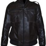 Black Leather Bomber Jacket