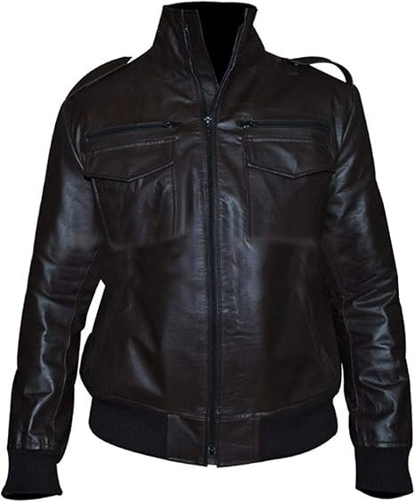 Black Leather Bomber Jacket