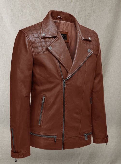 Tan Leather Motorcycle Jacket For Men