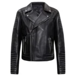 Asymmetric Zip Biker Leather Jacket For Men