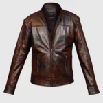 Vintage Leather Waxed Jacket For Men
