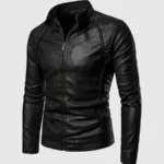 High Collar Leather Jacket