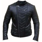 Men Biker Cross Zipper Leather Jacket