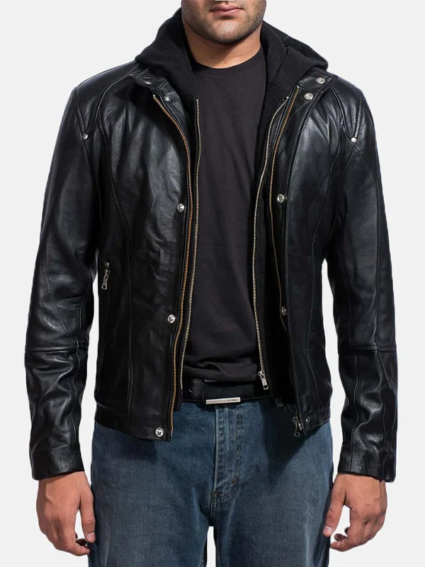 Mens Back Street Black Leather Jacket
