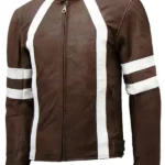 Mens Brown Cafe Racer Leather Jacket