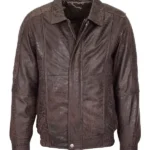 Mens Brown Nubuck Bomber Jacket
