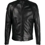 Mens Classic Biker Moto Leather Jacket