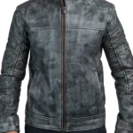 Mens Shooter Distressed Leather Jacket