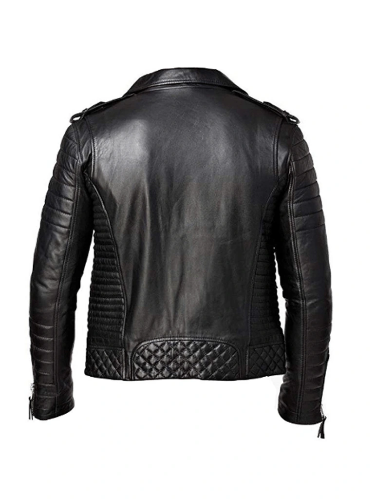 Mens Quilted Biker Leather Jacket