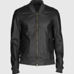 Striker Mens Black Leather Bomber Jacket