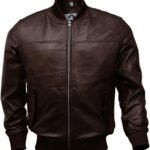 Brown Leather Bomber Sheep Jacket