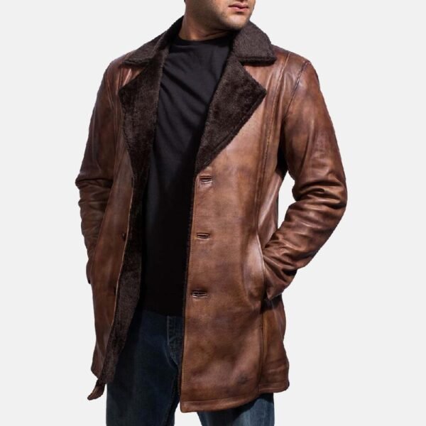 Men’s fur-lined leather coat