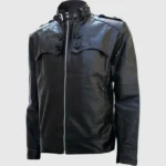 Menswear Black Motorcycle Leather Jacket