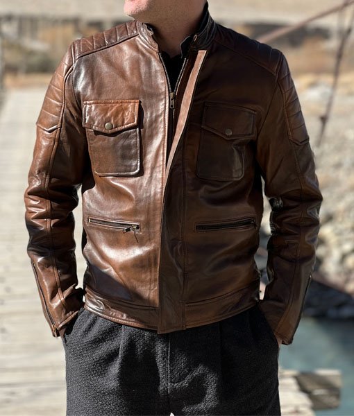 Motorcycle Brown Leather Jacket