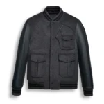 Mens Varsity Bomber Leather Jacket