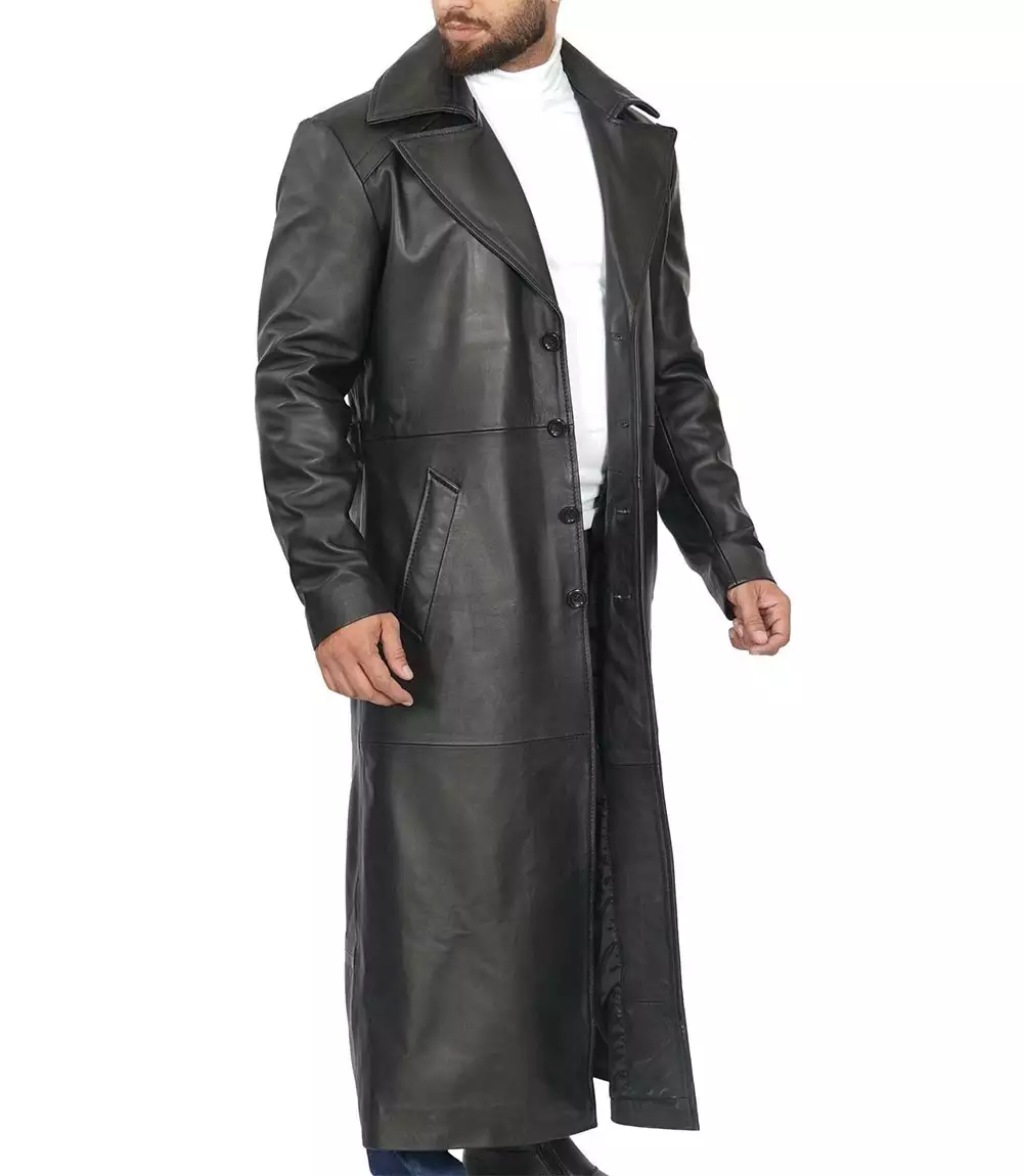 Black Leather Duster Coat