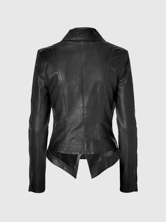 Phoenix Womens Black Leather Blazer Coat