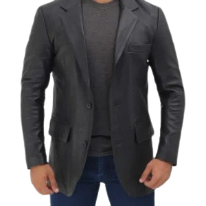 Premium black lambskin formal blazer