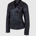 Womens Leather Quilted Jacket