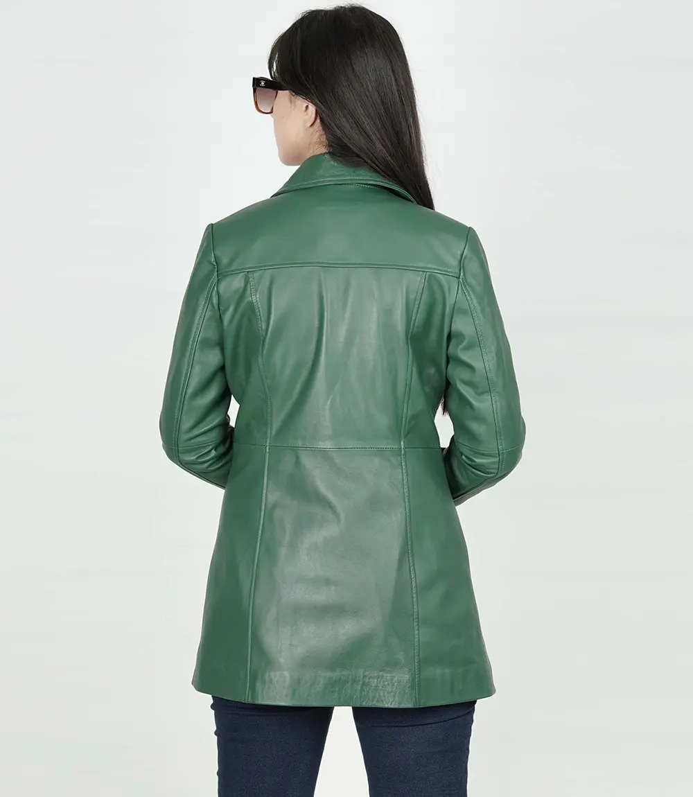 Womens Leather Green Coat