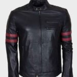 Mens Red Striped Mayhem Retro Black Jacket
