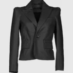 Slim Fit Womens Black Leather Coat