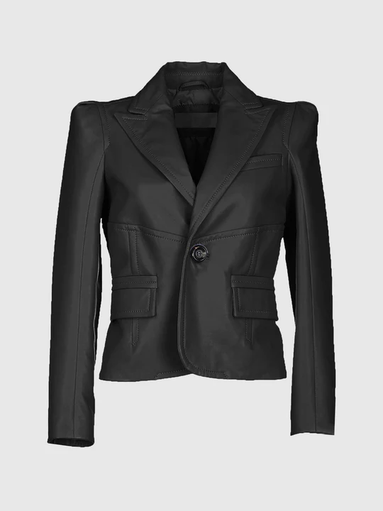 Slim Fit Womens Black Leather Coat