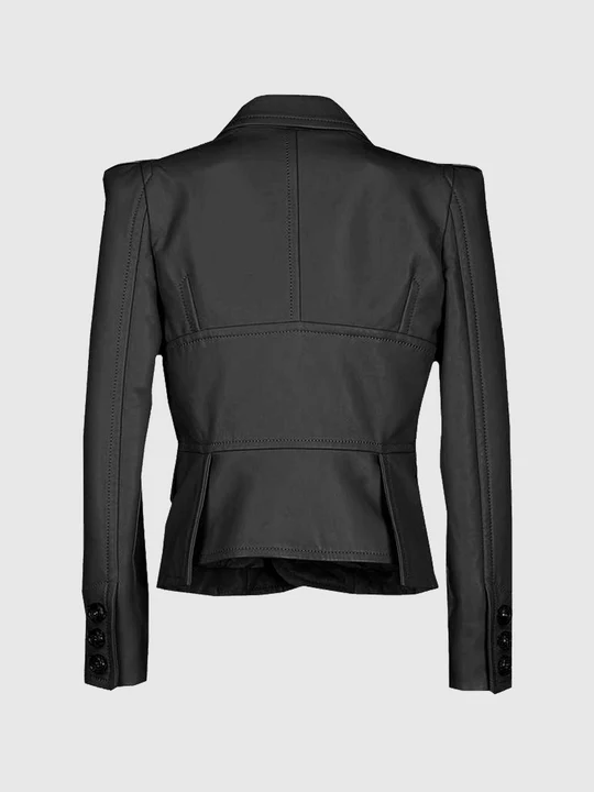 Slim Fit Womens Black Leather Coat