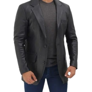 Premium black lambskin formal blazer
