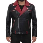 Black Leather Motorcycle Jacket For Men
