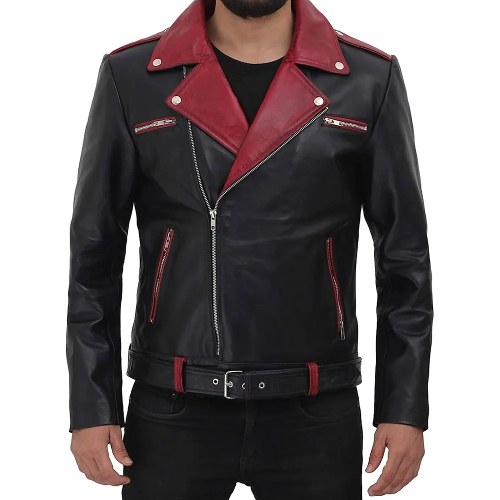 Black Leather Motorcycle Jacket For Men