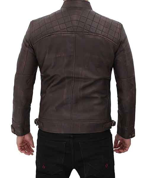 Brown Leather Biker Jacket