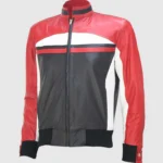 Street Wear Men Leather black Bomber jacket