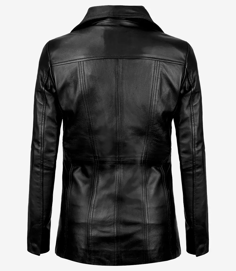 Bitonto Womens Black Leather Coat