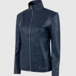 High Collar Womens Leather Jacket