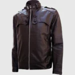 Versatile Mens Brown Biker Leather Jacket