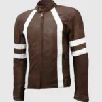 Vintage Distressed Men Brown Leather Jacket