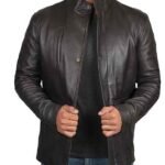 Mens Long Brown Biker Leather Jacket