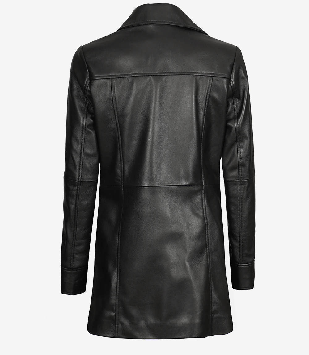 Womens Leather Black Coat