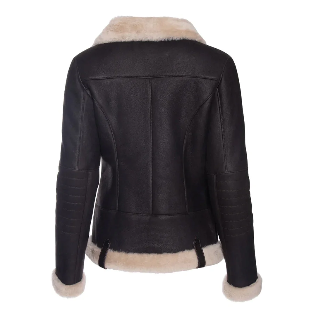 Vanila Shearling Straight Moto Jacket