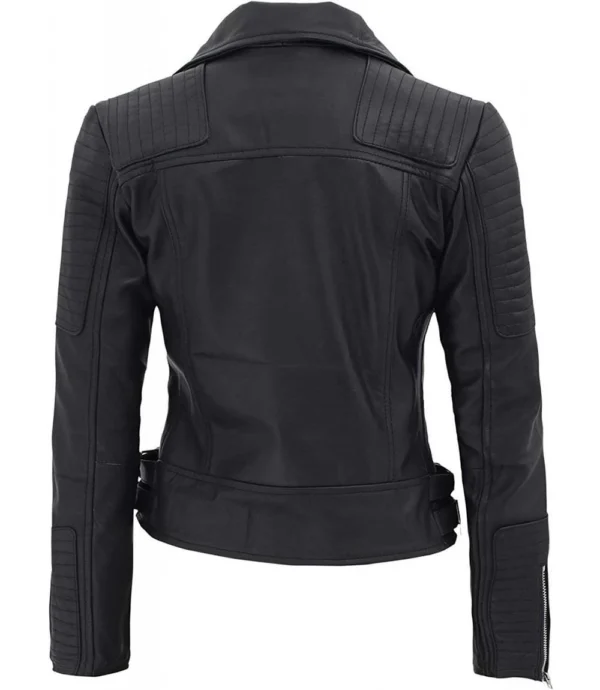 Real Leather Womens Biker Jacket Bari Black – Bild 2
