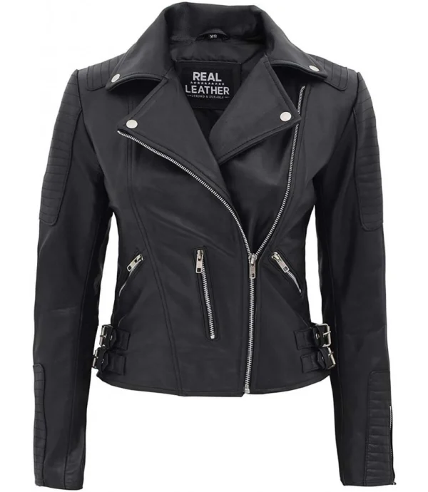 Real Leather Womens Biker Jacket