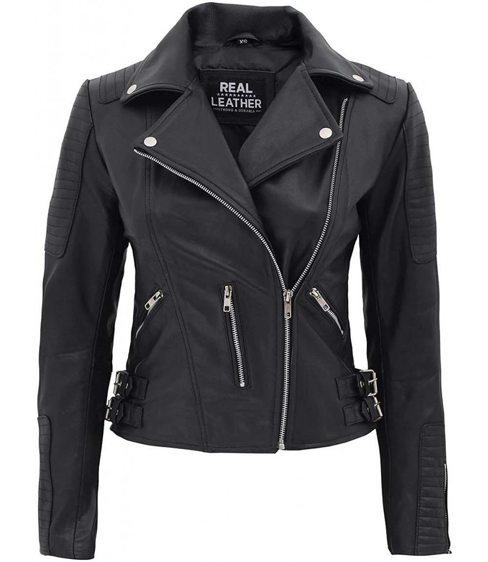 Real Leather Womens Biker Jacket